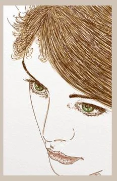 A woman's face, with particulars of lips and eyes, designed for cosmetics Illustrazione stock