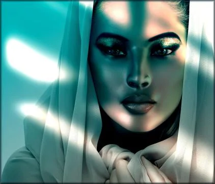 Woman's Face Shadows and Lighting Effect Stock Illustration