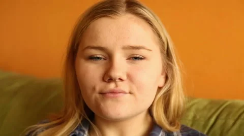 Woman's face when she's agree with something  Stock Footage 61304251