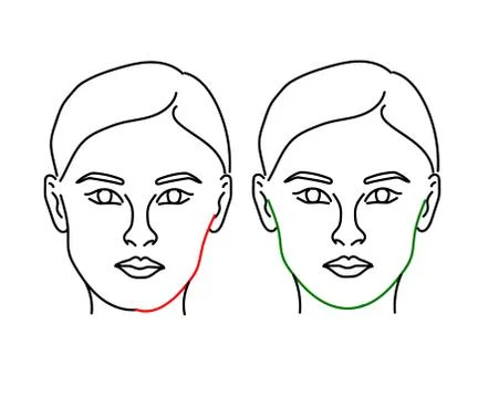 Woman's face on a white background. Cheekbone correction. Stock Illustration