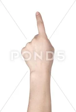 Woman's finger pointing or touching Stock Photos