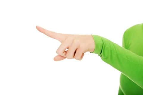 Woman's finger pointing. Stock Photos