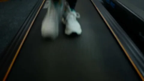 Woman’s foot on the treadmill Stock Footage 70312885