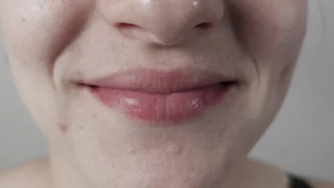 Womans Glossy Lips Smile Macro View Stock Footage 318021006