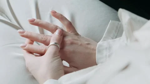 Woman's hand adjusts the loach to another close-up Stock Footage 270892961