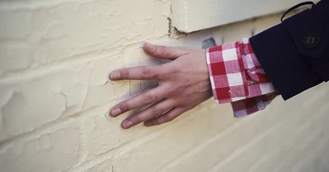 Woman's Hand Brushing Against Brick Wall Stock Footage 71305702
