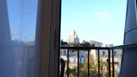 Woman's hand closes window Stock Footage 299380720