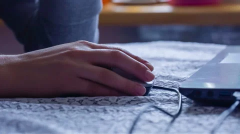 Woman's hand on computer mouse Stock Footage 58696678
