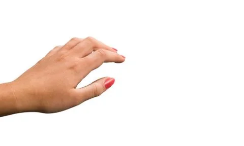 Womans hand on empty white background Stock Photos
