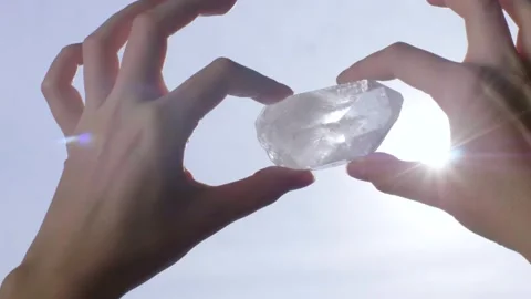 Woman's hand with a healing crystal Stock Footage 161442537