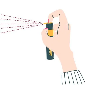 Woman's hand holding and using pepper spray Stock Illustration
