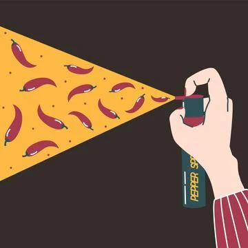 Woman's hand holding and using pepper spray Stock Illustration