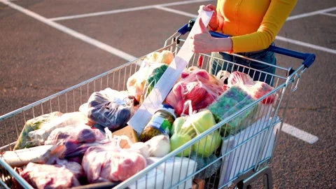 A woman's hand pointing thump up, after shopping Stock Footage 236258138