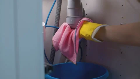 Woman's hand screwing the current syphon Stock Footage 131180640