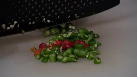Woman's Hand Slicing Chili Angle 2 Video stock 308807153
