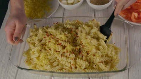 Woman's Hand Stir Paste in Glassware Stock Footage 104624914