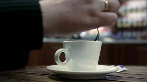 Woman's hand take a coffee cup Stock Footage 44549338