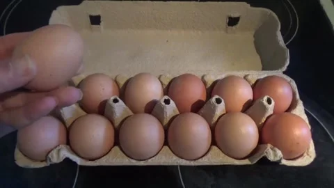 A woman's hand takes an egg and checks its quality Video stock 309366268