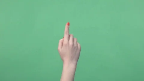 Woman's hand touching virtual screen Stock Footage 69189592