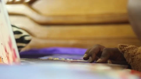 Womans hand using a laptop touchpad Stock Footage 61386969