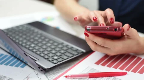 Woman's Hand Using Mobile Phone Stock Footage 51329491