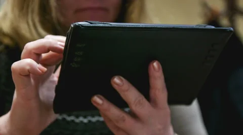 Woman's hand work with tablet Stock Footage 44550996
