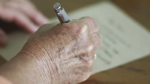 Womans Hand Writing A Letter With Pull Focus Stock Footage 58615346