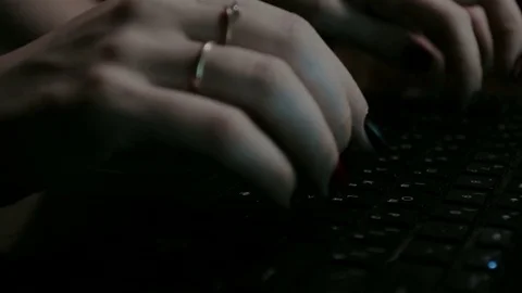 Woman's hand writing a message online Stock Footage 69795656