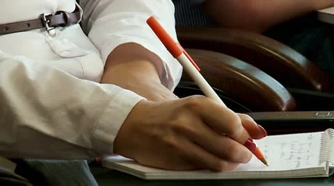 Woman's hand writing pen Stock Footage 10790442