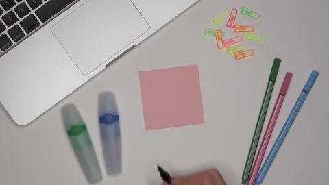 Womans hand writing SPEECH on sticky notes Stock Footage 101886873