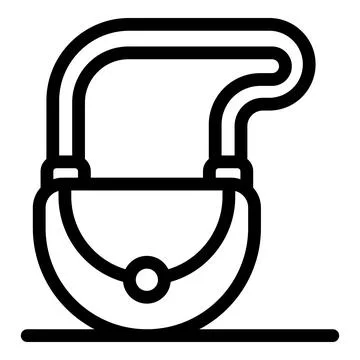 Woman's handbag with rounded shape and long strap icon Illustration