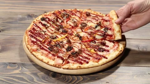 Woman's Hands And Pizza Stock Footage 60692978