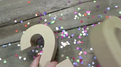 Womans hands are creating a birthday card Stock Footage 46299347