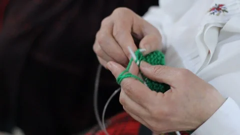 Woman's hands are knitting clothes of wool 스톡 동영상 87265308