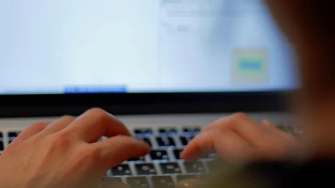 Woman's Hands coding on Laptop CLOSE UP Stock Footage