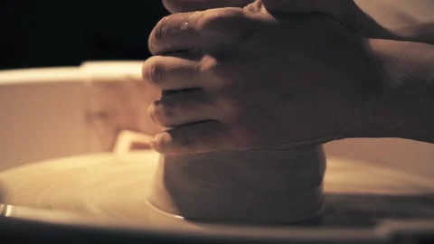 Woman's hands create Ceramic Pot Stock Footage 133272358