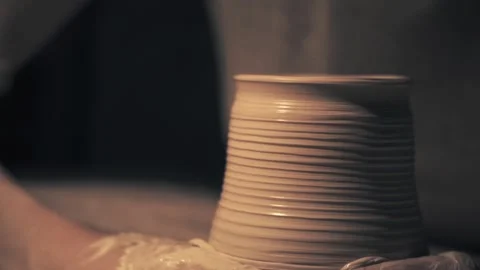 Woman's hands create Ceramic Pot Stock Footage 136027821