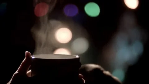 Woman's hands cup of tea coffee and little pug Video stock 69270248