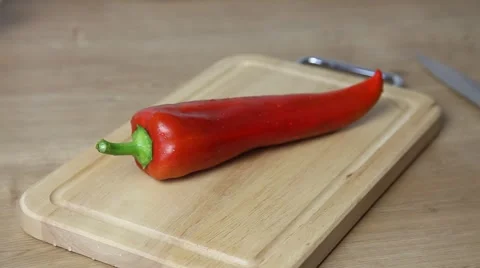 Woman’s hands cutting ripe pepper Stock Footage 41278902