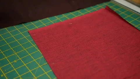 Woman's hands, doing her patchwork Video stock 101022510