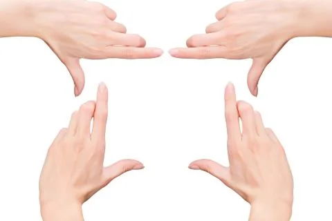 Woman`s hands as frame Foto stock