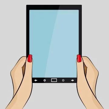 Womans hands holding a 3d generic tablet PC Stock Illustration