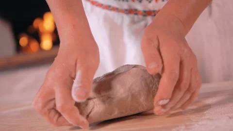 Woman's hands. knead the dough for bread Stock Footage 133079550
