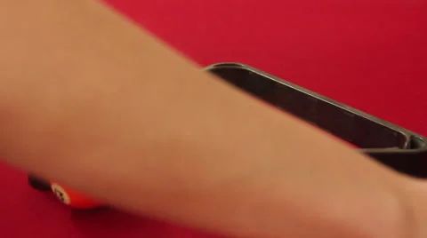 Woman's Hands Load Pool Balls in Rack Side View CU Vídeo Stock 41192686