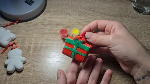 Woman's Hands Make Home Decorations For Christmas Stock Footage 153860533