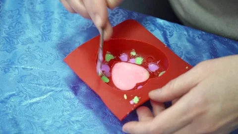 Woman's hands making the handmade soap closeup Stock Footage 74360953