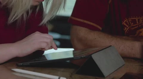 Woman's Hands Navigate iPad Pro Screen Video stock 59733320