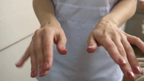 Woman's hands with neat manicure Stock Footage