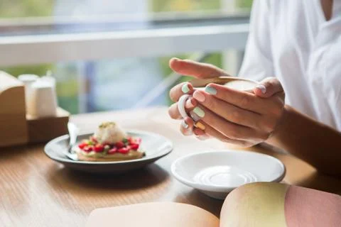 Woman's hands with notebook Stock Photos