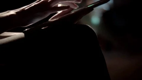 Woman's hands scrolling tablet christmas tilt up Video stock 69270820